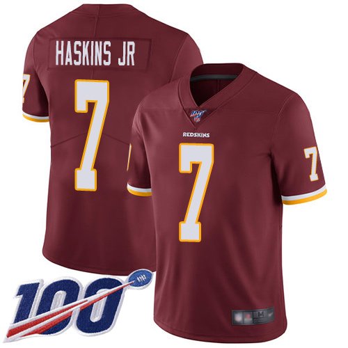 Nike Redskins #7 Dwayne Haskins Jr Burgundy Red Team Color Stitched NFL 100th Season Vapor Limited Jersey - WAC124