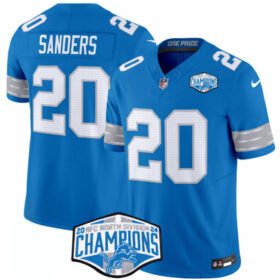 Blue Detroit Lions #20 Barry Sanders 2024 NFC North Champions F.U.S.E. Vapor Limited Stitched Jersey - DTL39
