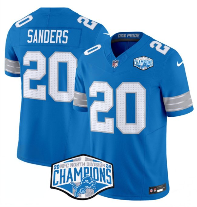 Blue Detroit Lions #20 Barry Sanders 2024 NFC North Champions F.U.S.E. Vapor Limited Stitched Jersey - DTL39
