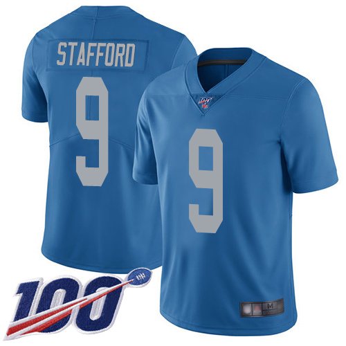 Nike Lions #9 Matthew Stafford Blue Throwback Stitched NFL 100th Season Vapor Limited Jersey - DTL174