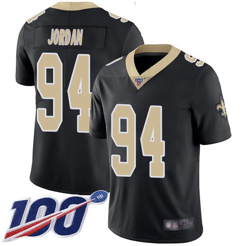 Nike Saints #94 Cameron Jordan Black Team Color Stitched NFL 100th Season Vapor Limited Jersey - NOS100