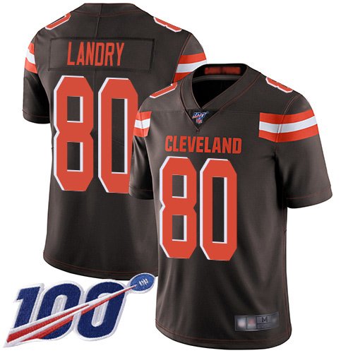 Nike Browns #80 Jarvis Landry Brown Team Color Stitched NFL 100th Season Vapor Limited Jersey - CLB221