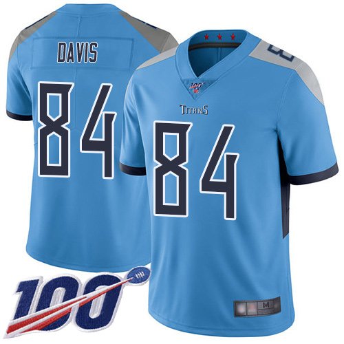 Nike Titans #84 Corey Davis Light Blue Alternate Stitched NFL 100th Season Vapor Limited Jersey - TNT41