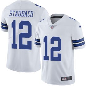 Nike Cowboys #12 Roger Staubach White Stitched NFL Vapor Untouchable Limited Jersey - DLC294