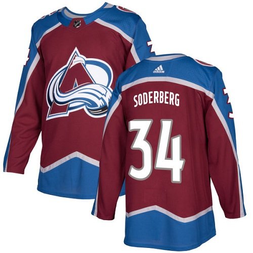 Adidas Avalanche #34 Carl Soderberg Burgundy Home Authentic Stitched NHL Jersey - AVS299