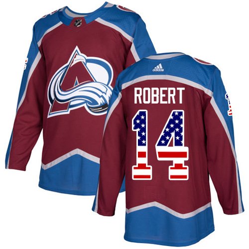 Adidas Avalanche #14 Rene Robert Burgundy Home Authentic USA Flag Stitched NHL Jersey - AVS32