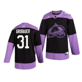Colorado Avalanche #31 Philipp Grubauer Adidas Hockey Fights Cancer Practice NHL Jersey Black - AVS305