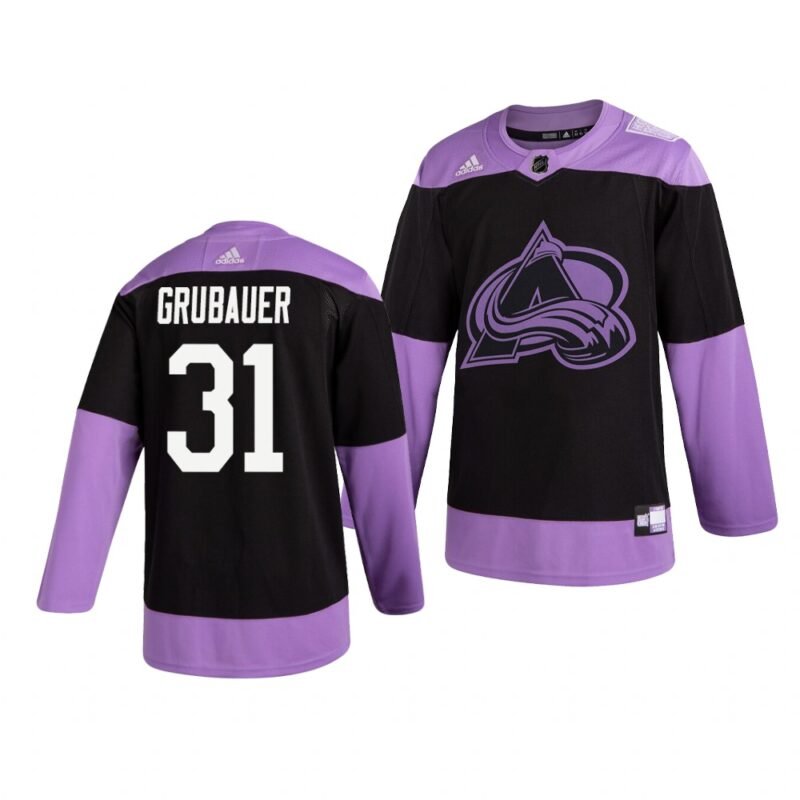 Colorado Avalanche #31 Philipp Grubauer Adidas Hockey Fights Cancer Practice NHL Jersey Black - AVS305