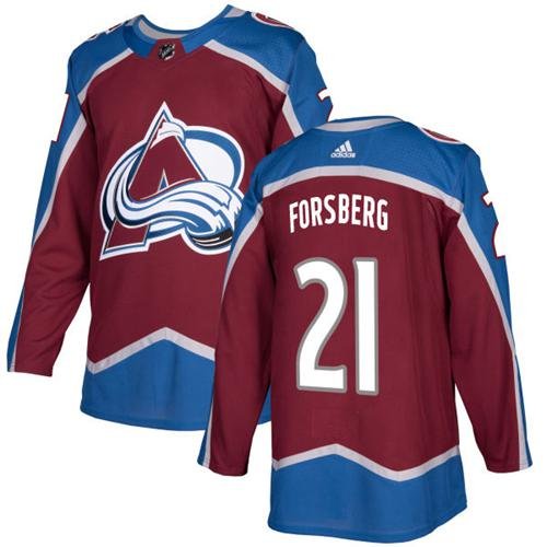 Adidas Avalanche #21 Peter Forsberg Burgundy Home Authentic Stitched NHL Jersey - AVS36