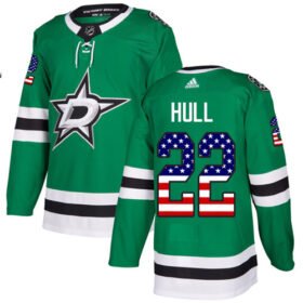 Adidas Stars #22 Brett Hull Green Home Authentic USA Flag Stitched NHL Jersey - DLS111
