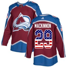 Adidas Avalanche #29 Nathan MacKinnon Burgundy Home Authentic USA Flag Stitched NHL Jersey - AVS327
