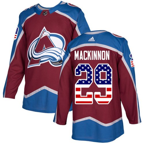 Adidas Avalanche #29 Nathan MacKinnon Burgundy Home Authentic USA Flag Stitched NHL Jersey - AVS327