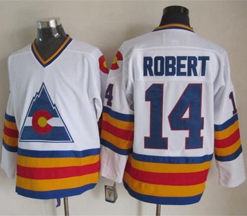 Avalanche #14 Rene Robert White CCM Throwback Stitched NHL Jersey - AVS296