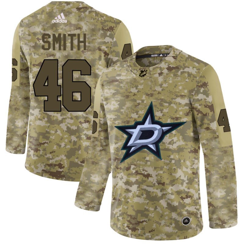 Adidas Stars #46 Gemel Smith Camo Authentic Stitched NHL Jersey - DLS228