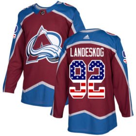 Adidas Avalanche #92 Gabriel Landeskog Burgundy Home Authentic USA Flag Stitched NHL Jersey - AVS251