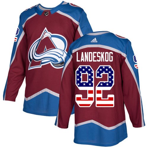 Adidas Avalanche #92 Gabriel Landeskog Burgundy Home Authentic USA Flag Stitched NHL Jersey - AVS251