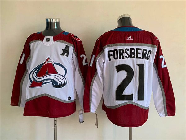 White Colorado Avalanche #21 Peter Forsberg Stitched Jersey - AVS211