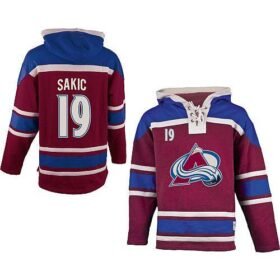 Avalanche #19 Joe Sakic Red Sawyer Hooded Sweatshirt Stitched NHL Jersey - AVS37