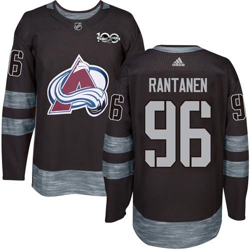 Adidas Avalanche #96 Mikko Rantanen Black 1917-2017 100th Anniversary Stitched NHL Jersey - AVS162