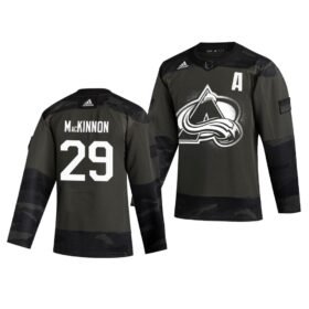 Colorado Avalanche #29 Nathan MacKinnon Adidas 2019 Veterans Day Authentic Practice NHL Jersey Camo - AVS58