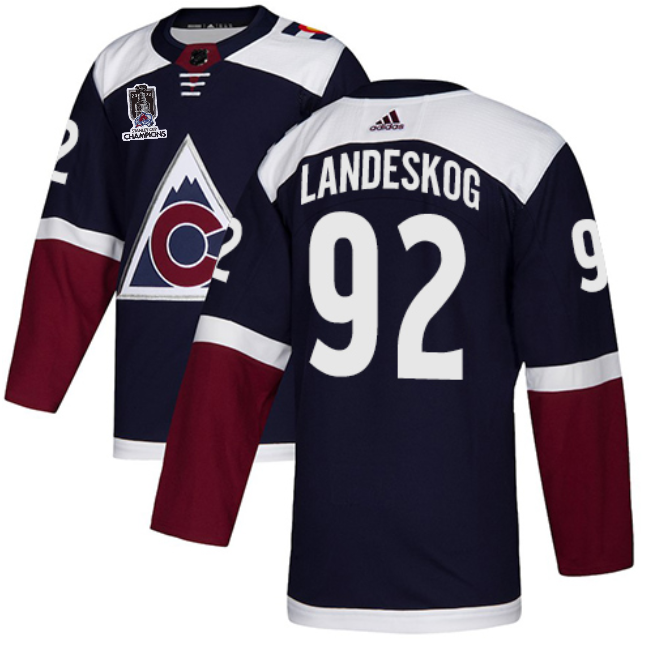 Navy Colorado Avalanche #92 Gabriel Landeskog 2022 Stanley Cup Champions Patch Stitched Jersey - AVS263