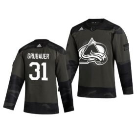 Colorado Avalanche #31 Philipp Grubauer Adidas 2019 Veterans Day Authentic Practice NHL Jersey Camo - AVS288