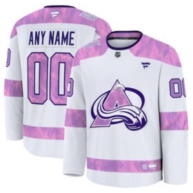 White Colorado Avalanche Custom 2024 Fights Cancer Stitched Jersey - AVS136