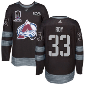 Colorado Avalanche #33 Patrick Roy Black 1917-2017 Black Stanley Cup Champions Patch 100th Anniversary Stitched NHL Jersey - AVS112
