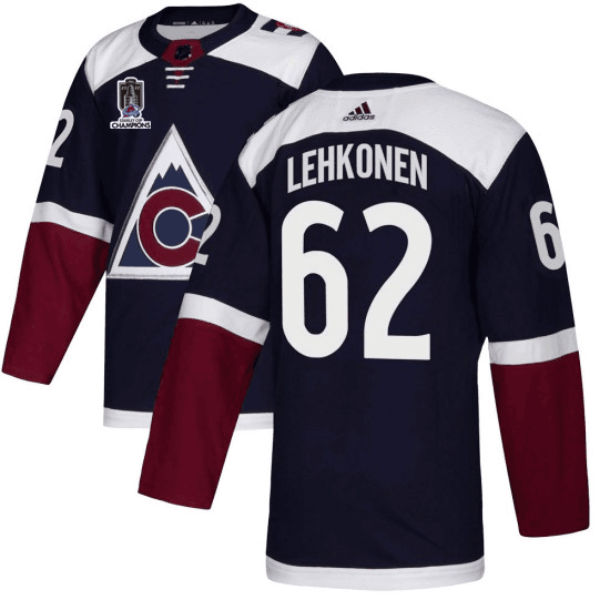 Navy Colorado Avalanche #62 Artturi Lehkonen 2022 Stanley Cup Champions Patch Stitched Jersey - AVS238