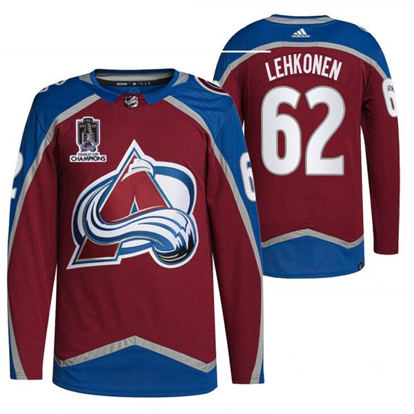 Colorado Avalanche #62 Artturi Lehkonen 2022 Stanley Cup Champions Patch Stitched Jersey - AVS88