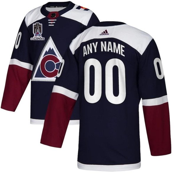 Navy Colorado Avalanche Avtive Player Custom 2022 Stanley Cup Champions Patch Stitched Jersey - AVS114