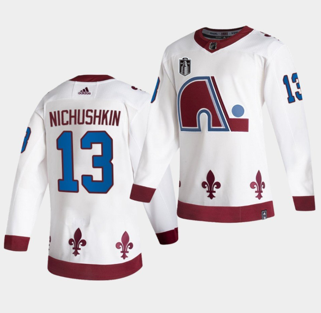 White Colorado Avalanche #13 Valeri Nichushkin 2022 Stanley Cup Final Patch Reverse Retro Stitched Jersey - AVS317