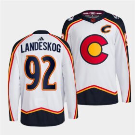 White Colorado Avalanche #92 Gabriel Landeskog 2022-23 Reverse Retro Stitched Jersey - AVS271