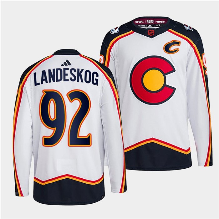 White Colorado Avalanche #92 Gabriel Landeskog 2022-23 Reverse Retro Stitched Jersey - AVS271