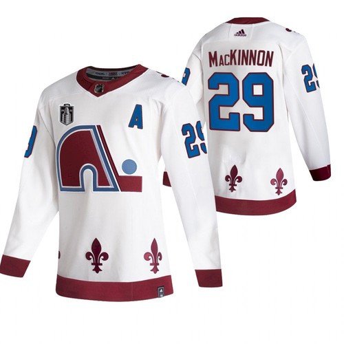 White Colorado Avalanche #29 Nathan MacKinnon 2022 Stanley Cup Final Patch Reverse Retro Stitched Jersey - AVS113