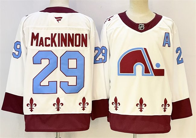 White Colorado Avalanche #29 Nathan MacKinnon 2024-25 With A Patch Stitched Jersey - AVS109