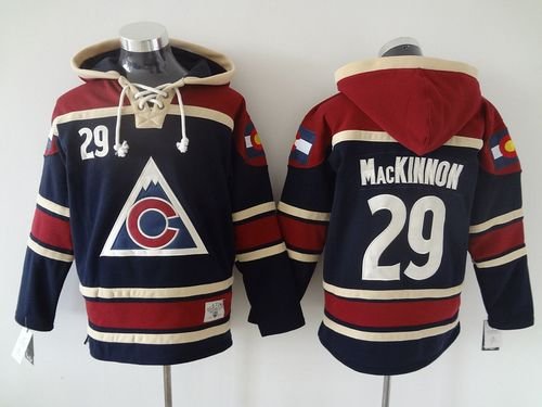 Avalanche #29 Nathan MacKinnon Navy Blue Sawyer Hooded Sweatshirt Stitched NHL Jersey - AVS228