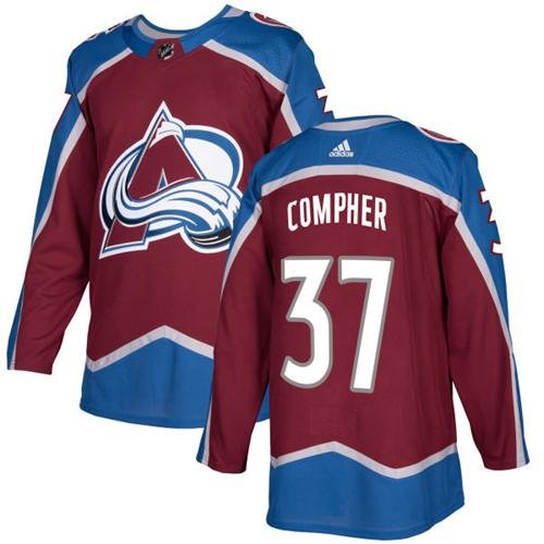 Adidas Avalanche #37 J.T. Compher Burgundy Home Authentic Stitched NHL Jersey - AVS298