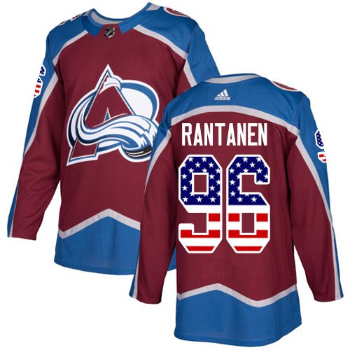 Adidas Avalanche #96 Mikko Rantanen Burgundy Home Authentic USA Flag Stitched NHL Jersey - AVS207
