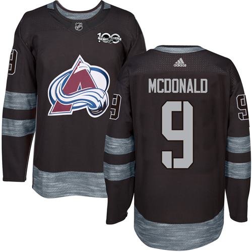 Adidas Avalanche #9 Lanny McDonald Black 1917-2017 100th Anniversary Stitched NHL Jersey - AVS38