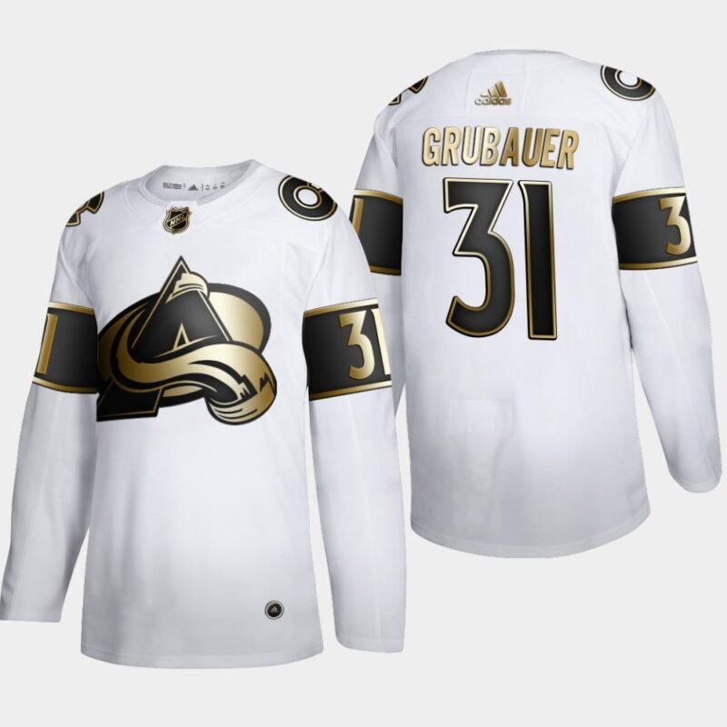 Colorado Avalanche #31 Philipp Grubauer Adidas White Golden Edition Limited Stitched NHL Jersey - AVS245