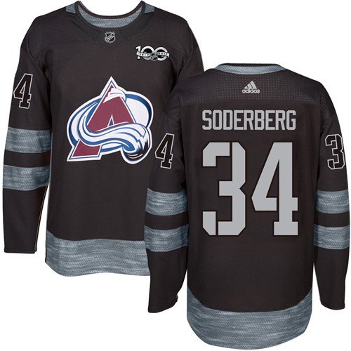 Adidas Avalanche #34 Carl Soderberg Black 1917-2017 100th Anniversary Stitched NHL Jersey - AVS144