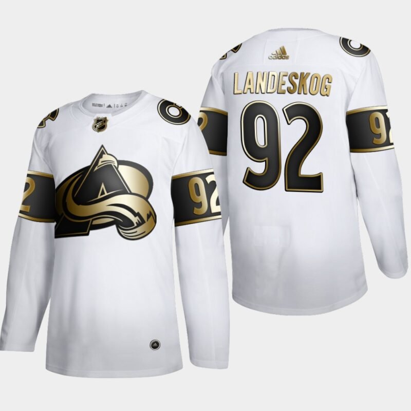Colorado Avalanche #92 Gabriel Landeskog Adidas White Golden Edition Limited Stitched NHL Jersey - AVS227