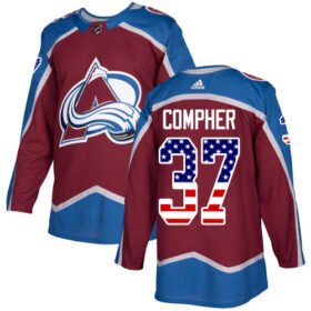 Adidas Avalanche #37 J.T. Compher Burgundy Home Authentic USA Flag Stitched NHL Jersey - AVS273