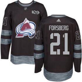 Adidas Avalanche #21 Peter Forsberg Black 1917-2017 100th Anniversary Stitched NHL Jersey - AVS57
