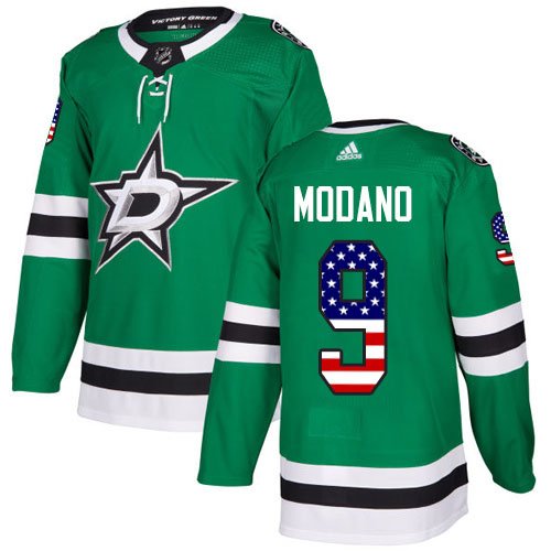 Adidas Stars #9 Mike Modano Green Home Authentic USA Flag Stitched NHL Jersey - DLS241
