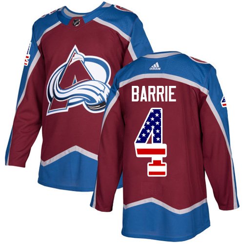 Adidas Avalanche #4 Tyson Barrie Burgundy Home Authentic USA Flag Stitched NHL Jersey - AVS98