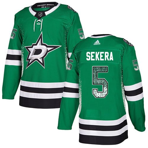 Adidas Stars #5 Andrej Sekera Green Home Authentic Drift Fashion Stitched NHL Jersey - DLS125