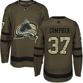 Adidas Avalanche #37 J.T. Compher Green Salute to Service Stitched NHL Jersey - AVS84