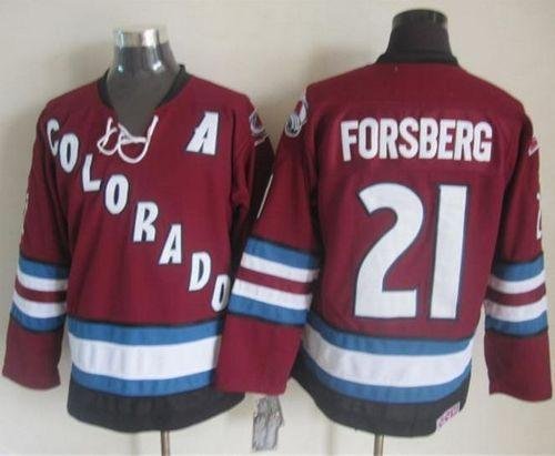 Avalanche #21 Peter Forsberg Red CCM Throwback Stitched NHL Jersey - AVS286